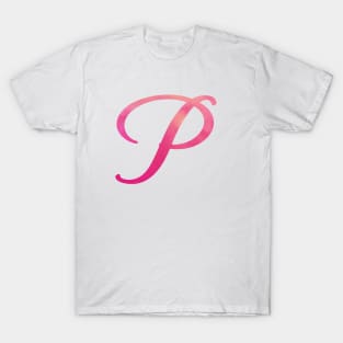 Letter P Monogram, Pink Color Personalized Design T-Shirt